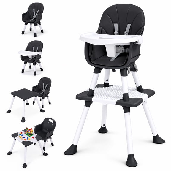 ZEOPHOL Baby High Chair, 8 in 1 Convertible High Chair for Babies and Toddlers, Converts to Booster Seat, Toddler Chair & Stool, with Removable Tray, Adjustable Legs & Footrest