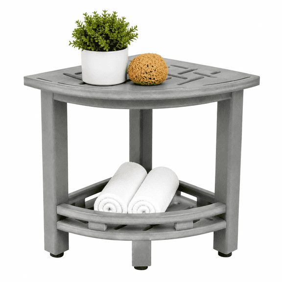 ZEOPHOL HDPE Shower Bench, Shower Stool with Handle & Storage Shelf, Bathroom Shower Seat for Inside Shower, Shaving Legs & Daily Bathing, Gray