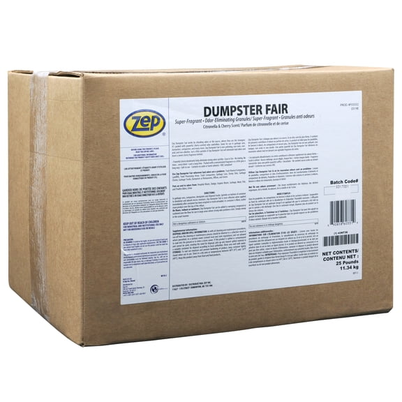 Zep Dumpster Fair Super-Fragrant Odor-Eliminating Granules - 25 lbs (Each) - F03332 - Citronella and Cherry Fragrance, Great for Garbage Cans, Dumpsters, Compactors and Much More