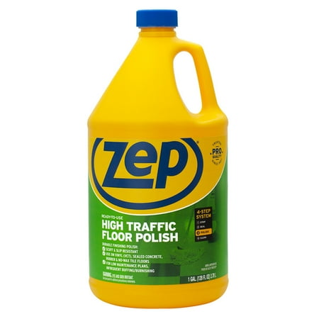 ZEP ZUHTFF128 Floor Polish, 1 gal Can, Liquid, Mild Ammonia, Milk/Translucent White