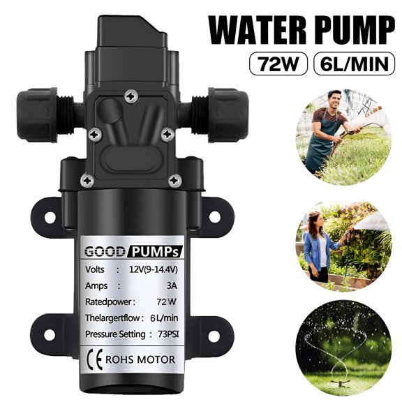 ZEPARO 12V Water Pressure Diaphragm Pump 6 L/MIN 5 GPM 72W Self Priming RV Booster Sprayer Pump Micropump For Caravan/RV/Boat/Marine