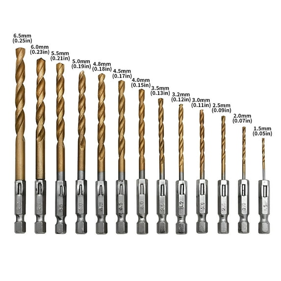 ZEPARO 13 Pieces Hex Shank Drill Bit Set,Twist Drill Bit,Quick Change HSS Electric Screwdriver Drill Bit,for Steel Aluminum Alloy