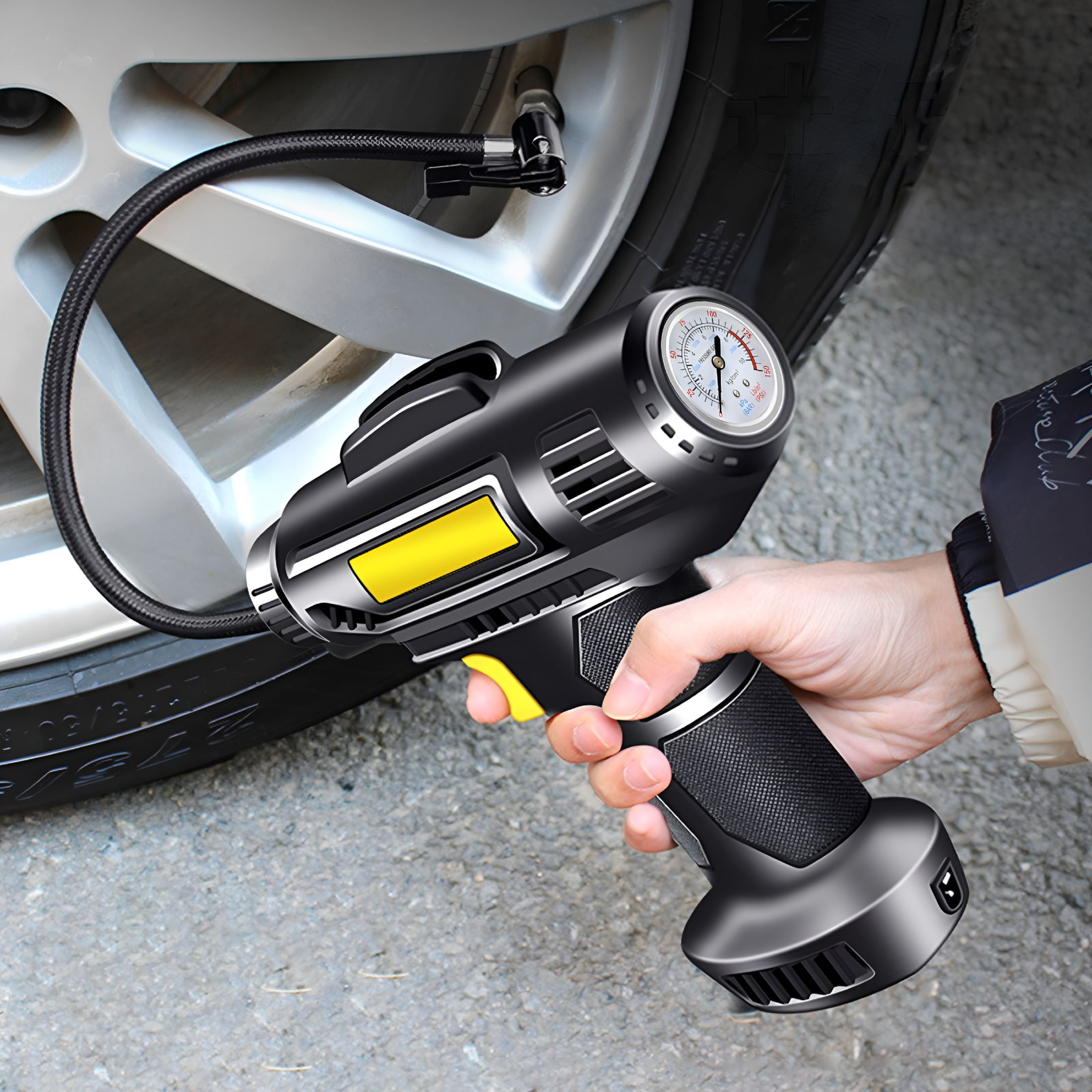 ZEPARO 150PSI Tire Inflator Portable Air Compressor Air Pump For Car Tires 12V Auto Tire Pump With Digital Pressure Gauge With Emergency LED Light