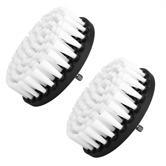 ZEPARO 2-Pack 4-Inch Electric Drill Brush Attachments - Soft Nylon Bristle Scrub Brush with 1/4" Hex Quick Change Shank - Cleaning Tool for Carpet, Leather, Upholstery & Auto Interior