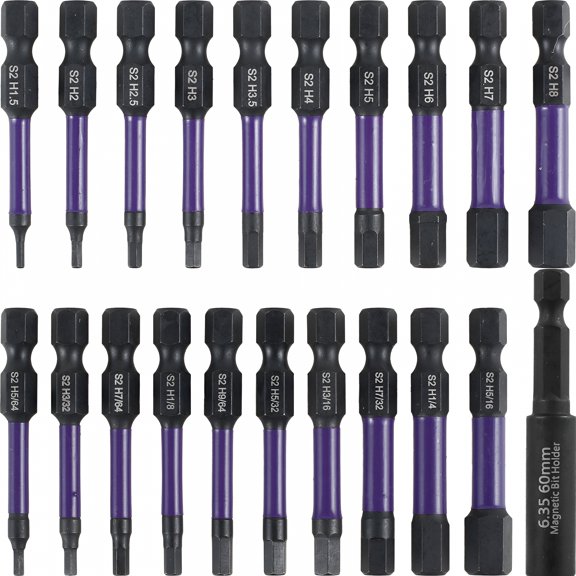 ZEPARO 20Pcs Impact Hex Head Allen Wrench Drill Bit Set SAE and Metric S2 Alloy Steel Hex Bit Kit Magnetic 1/4inch Quick Release Hex Shank Screw Driver Drill Bit for Home Repair