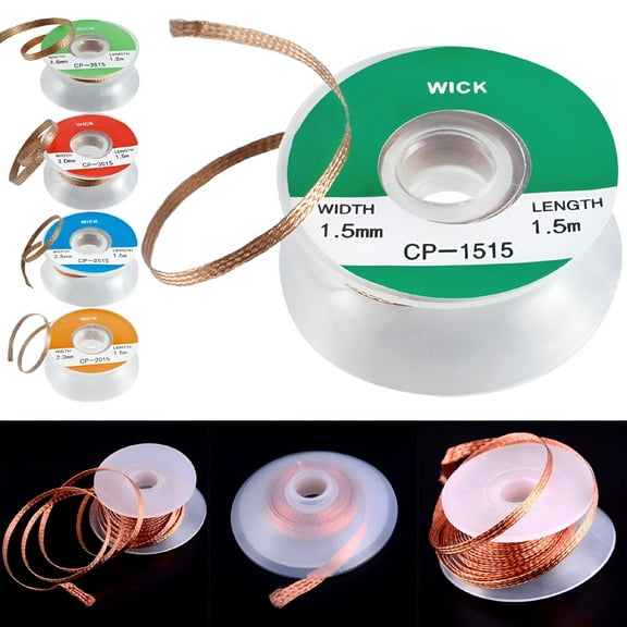 ZEPARO 3-Pack No-Clean Solder Wick with Flux, 5ft Copper Desoldering Braid Removal Tool for Electrical Repair and Welding