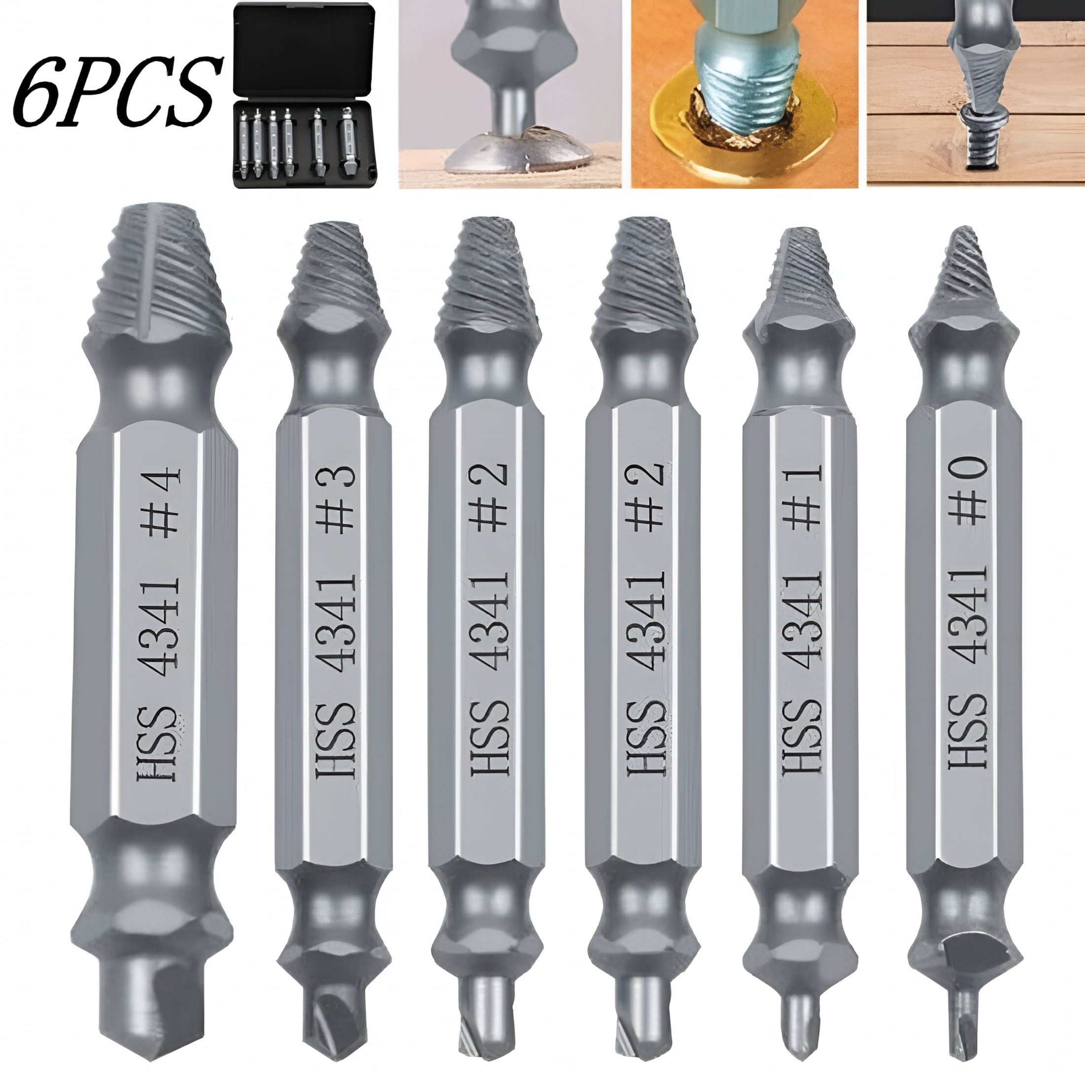 ZEPARO Damaged Screw Extractor Drill Bits,6 Pieces - Walmart.com
