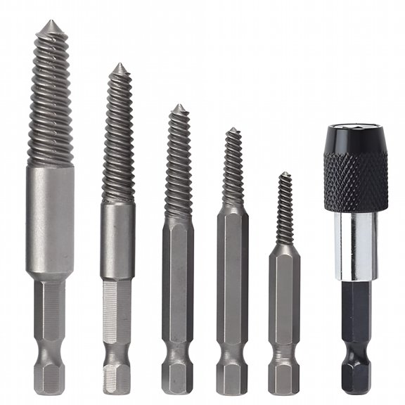ZEPARO 6pcs Hex Shank Screw Extractors Tool Damaged Bolt Easy Out Drill Bit Guide Set
