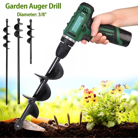 ZEPARO Auger Drill bit for Planting 1.7"X9" Garden Auger Spiral Drill Bit,Bulb & Bedding Augers,Plants Drill bit for 3/8" Hex Drive Drill