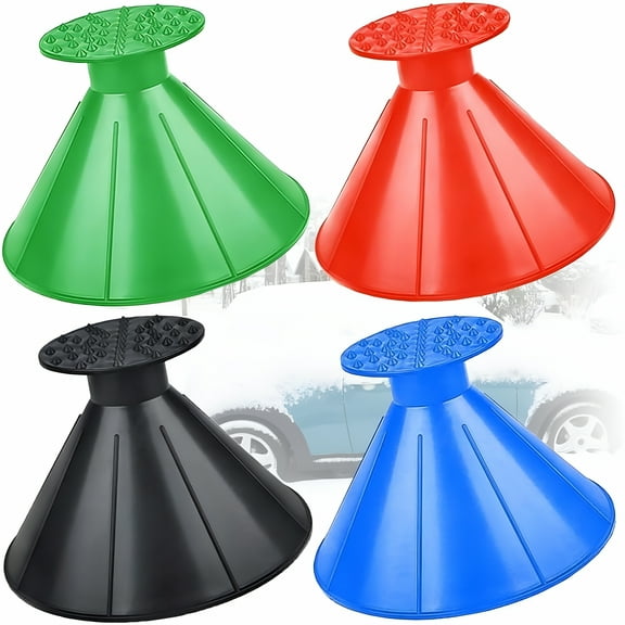 ZEPARO Car Snow Scraper, Ice Scraper, 4 Pcs Portable Cone-Shaped Multifunctional Snow Remover Wiper, for Winter Driving, Windshield Clearing, Ice Removal, Emergency Kit, Vehicle Maintenance
