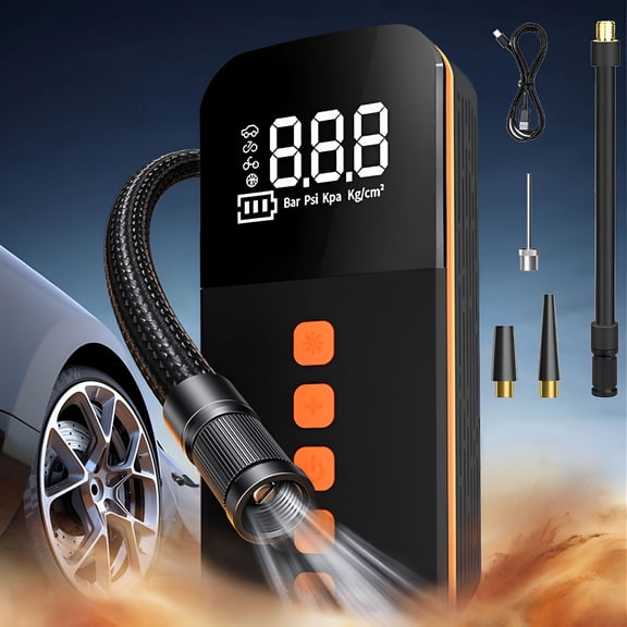 ZEPARO Intelligent Car Inflatable Pump, Faster Portable Air Pump with Digital Pressure Gauge, 150PSI Electric Air Pump with LED Lighting, Smart Pump Tire Inflator for Cars, Bike & Motorcycle, Ball