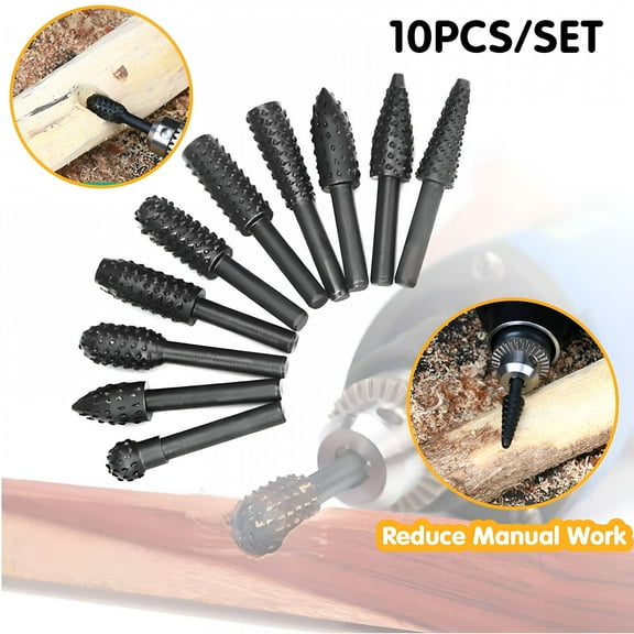 ZEPARO Rotary File Grinding Head Wood Carving Knife Set 10Pcs Woodworking Polishing Tool for Tools/Office(Multicolor)
