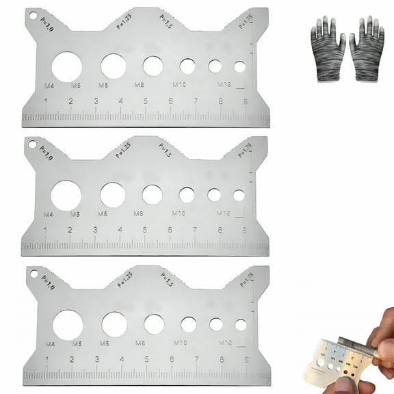 ZEPARO Stainless Steel Bolt Gauge Card, Double-Sided SAE & Metric Thread Checker, Drill Bit Size Chart Tool