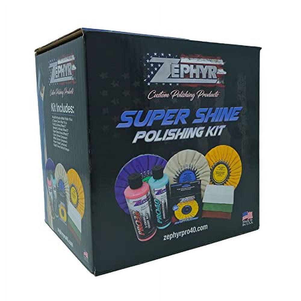 ZEPHYR Custom POLISHING Products Super Shine Polishing Kit with 8" Polishing Wheels for Aluminum