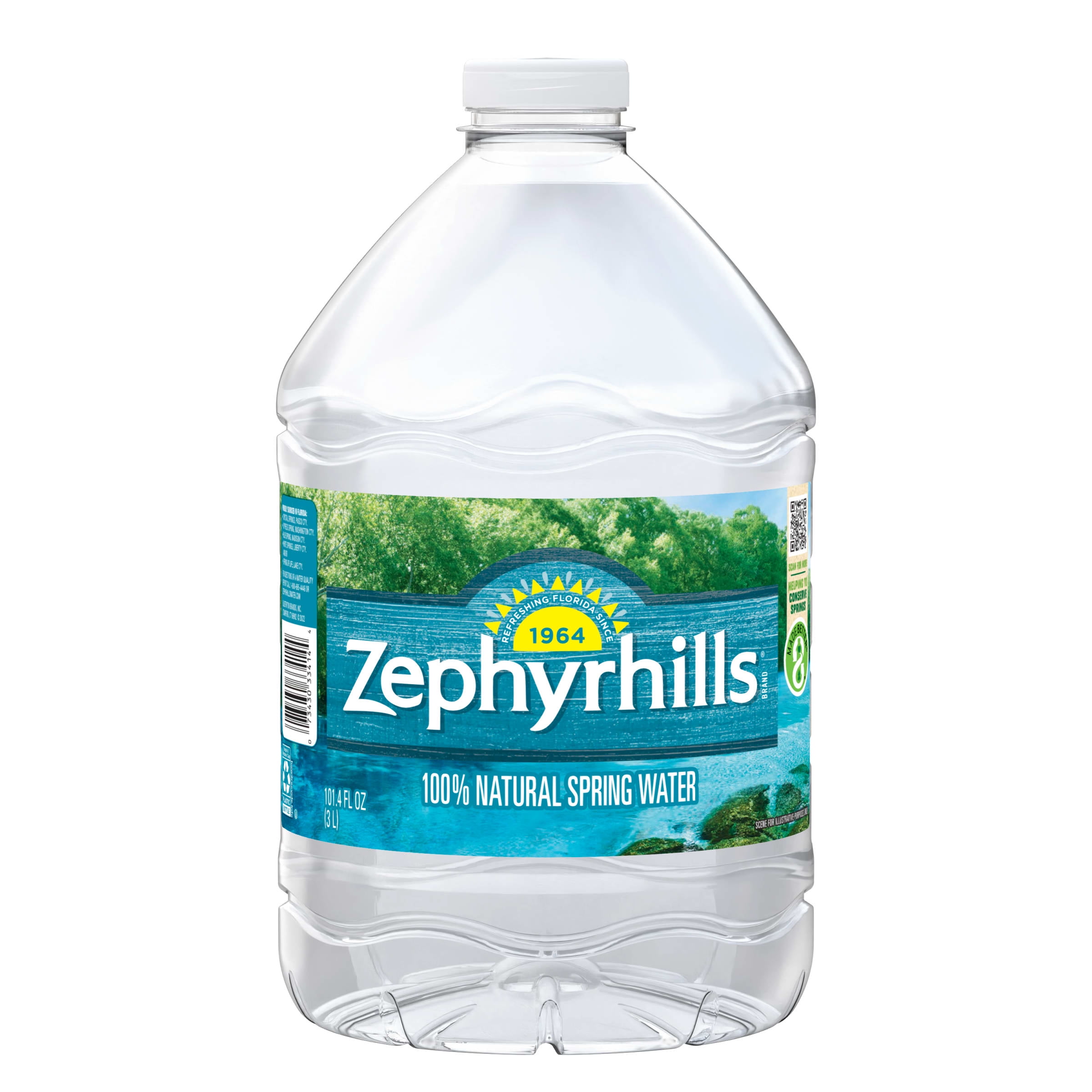 ZEPHYRHILLS Brand 100 Natural Spring Water, 101.4ounce plastic bottle