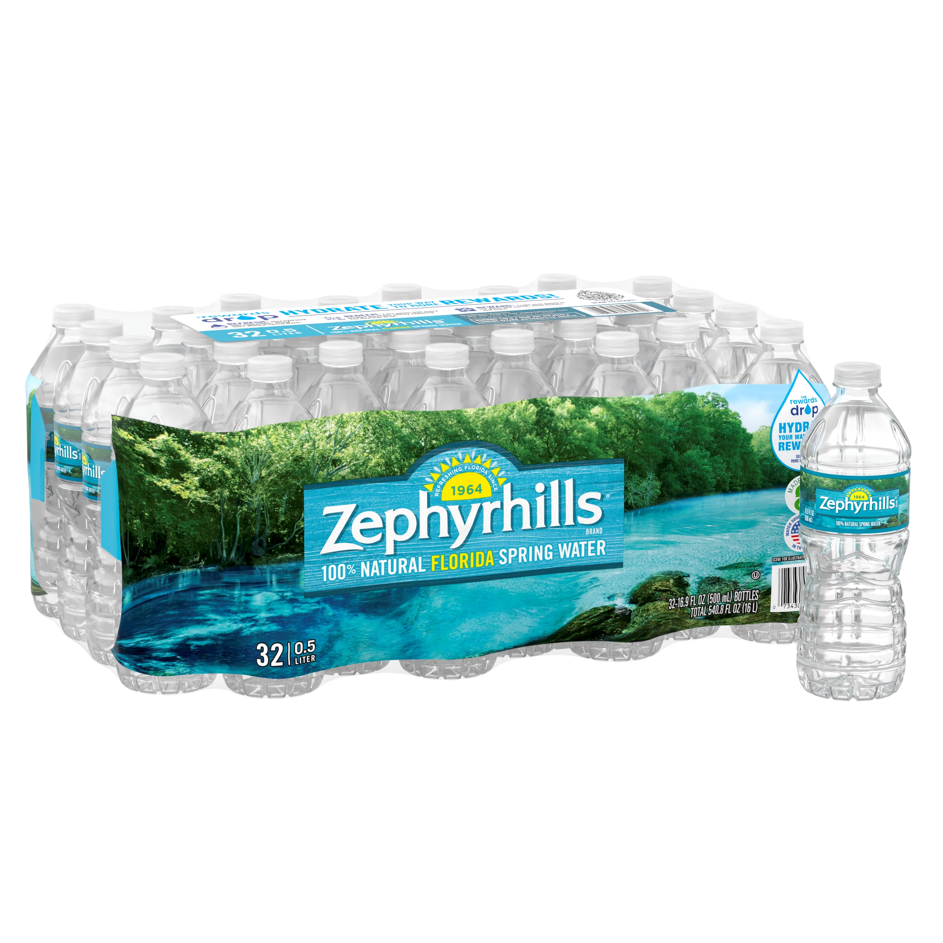 Zephyrhills Florida Spring Water, 16.9 fl oz, 32-Pack Plastic Bottles