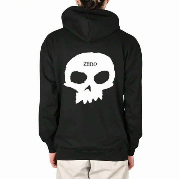 ZERO Big Skull Graphic Hoodie - Men's Black & White Regular-Fit Pullover, Comfortable Cotton Blend With KANG-AROO Pocket, Stylish Streetwear For Fall/Winter Versatile And Simple Street Fashion Hoodie