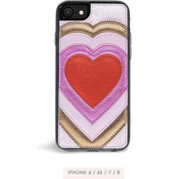 ZERO GRAVITY Compatible with iPhone 6/6s/7/8/SE 2nd Gen Patchwork Heart Phone Case - Embroidered Hearts Design - 360 Protection, Drop Test Approved