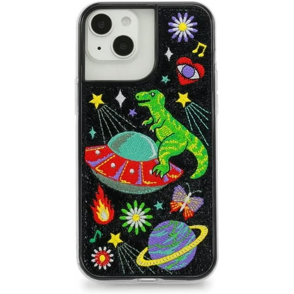 ZERO GRAVITY Cosmic Ride Phone Case for iPhone 14 Plus & 14 Pro Max - Clear Phone Case with Embroidered Design, Shockproof Protective Clear Case with Raised Corners - Drop Tested, 360 Protection