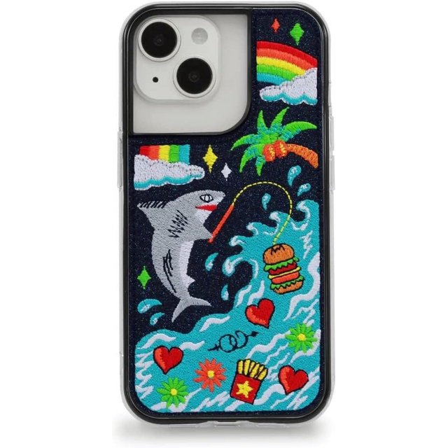 ZERO GRAVITY Fish Burger Phone Case for iPhone 14 & 14 Pro - Clear Phone Case with Embroidered Design, Shockproof Protective Clear Case with Raised Corners - Drop Tested, 360 Protection