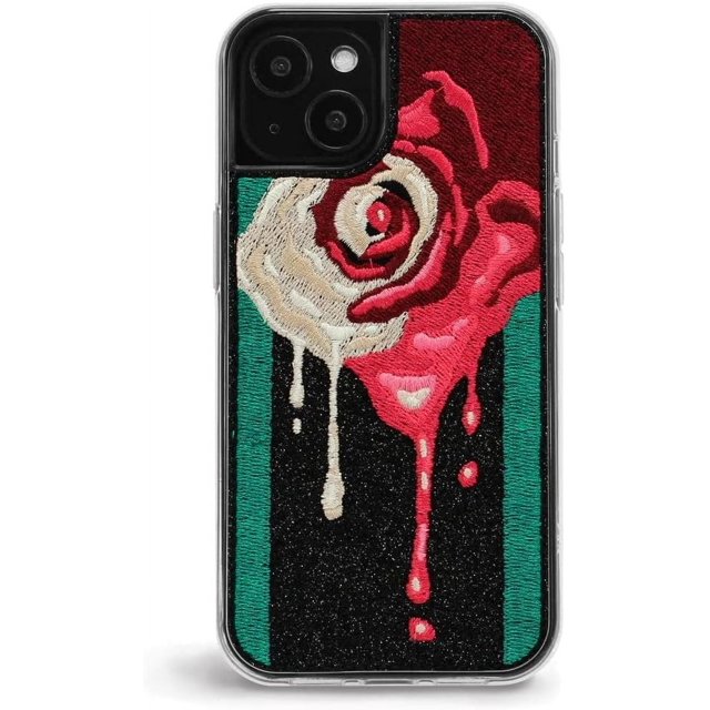 ZERO GRAVITY Melty Rose Phone Case for iPhone 13 - Embroidered Design, Protective Cover - Drop Tested, 360 Protection