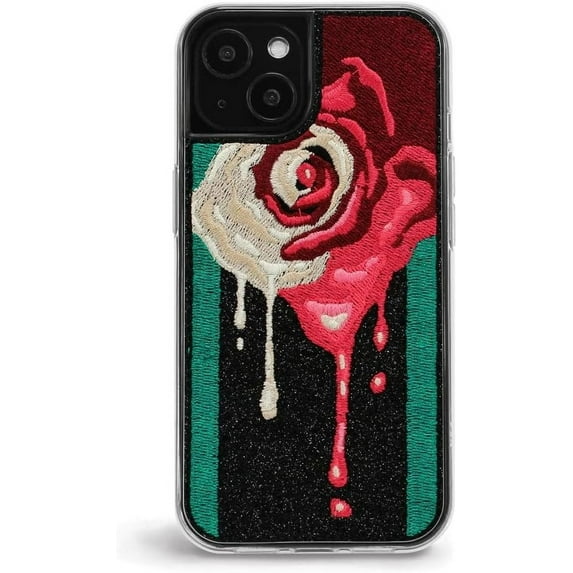ZERO GRAVITY Melty Rose Phone Case for iPhone 13 - Embroidered Design, Protective Cover - Drop Tested, 360 Protection