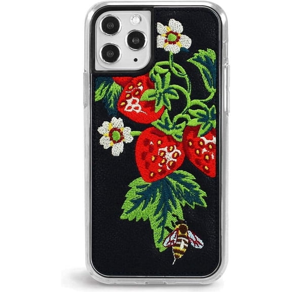 ZERO GRAVITY Strawberry Honey Phone Case for iPhone 11 Pro - Embroidered Design - Drop Tested, 360 Protection