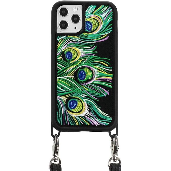 ZERO GRAVITY Tail Feather Phone Case w/Strap for iPhone 11 Pro - Embroidered Design - Drop Tested, 360 Protection