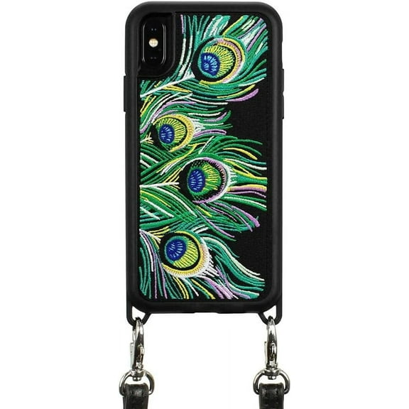 ZERO GRAVITY Tail Feather Phone Case w/Strap for iPhone X/XS - Embroidered Design - Drop Tested, 360 Protection