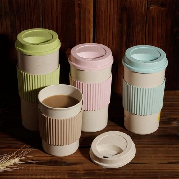 ZEROFEEL Reusable Coffee Tea Cup Double-wall Insulation Wheat Fiber Straw Mug Coffee Cup Outdoor Water Bottle Travel Insulated Cup