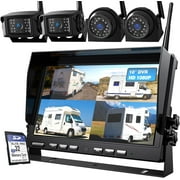 ZEROXCLUB 10 1080P HD Wireless Backup Camera System IP69K Waterproof & Loop Recording 10 Inch DVR Quad Split Monitor For RV/Truck/Trailer/Camper