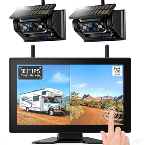 ZEROXCLUB 10 Inch Magnetic Solar Wireless Backup Camera 1080P HD Waterproof DVR Dual RV Backup Cameras