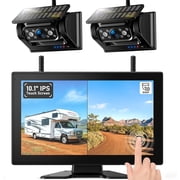 ZEROXCLUB 10 Inch Magnetic Solar Wireless Backup Camera 1080P HD Waterproof DVR Dual RV Backup Cameras