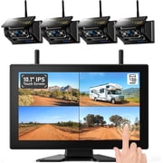 ZEROXCLUB Magnetic Solar Wireless Backup Camera with 10.1 inch 1080P HD Touchscreen Monitor for Trucks, RV, Trailer, Camper, Tractor, Fifth Wheels