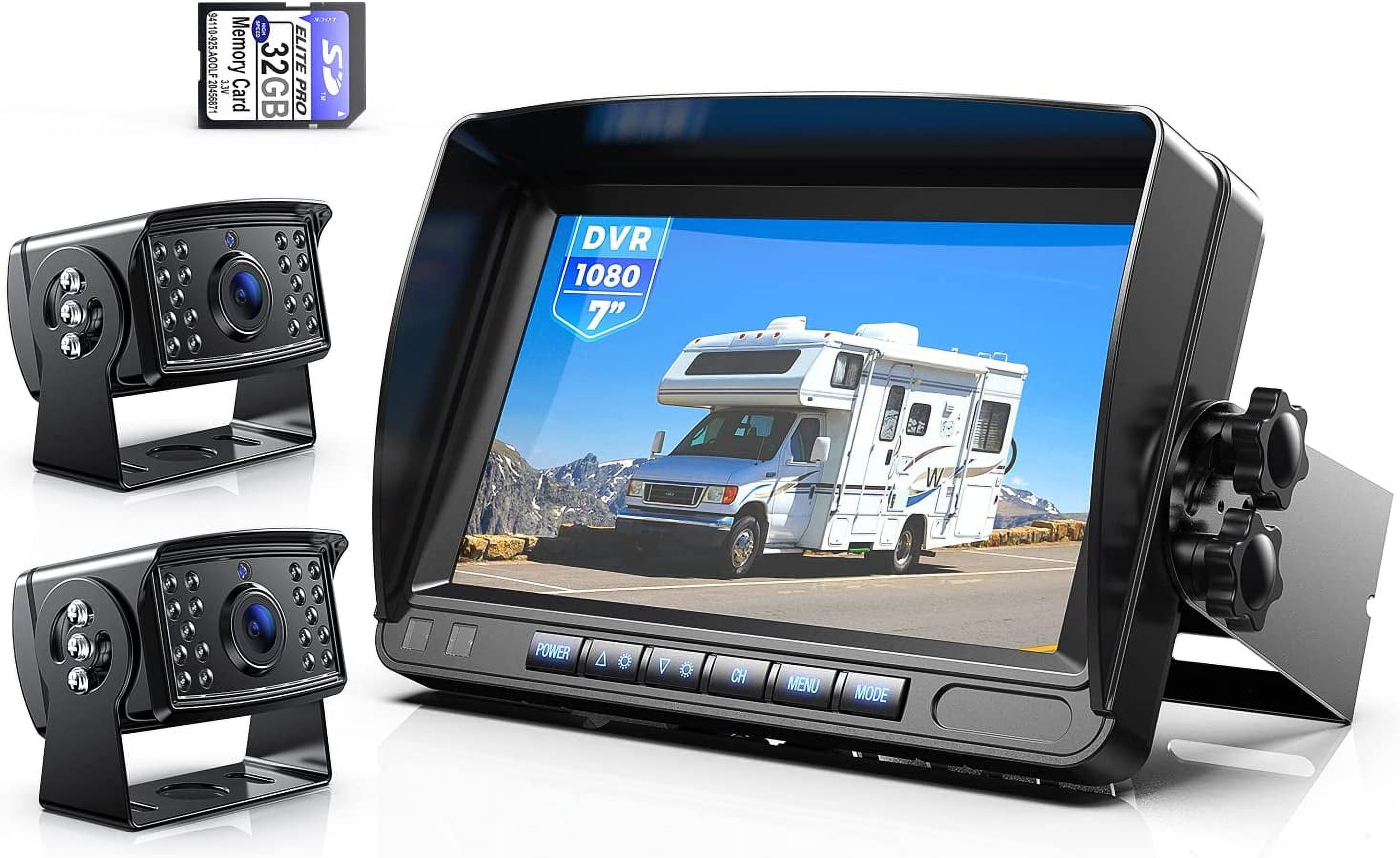 Wired RV Backup Camera Systems, HD 1080P 7'' DVR Touch Button