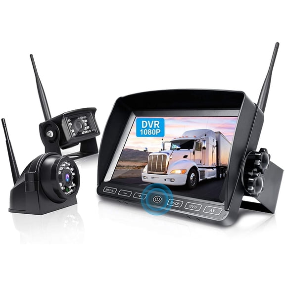 ZEROXCLUB Wireless Backup Camera with 7-inch DVR Dual/Quad Split Touch Monitor, IP69 Waterproof HD 1080P Wireless 2 Rear View Side View Camera System for RV Trailer Truck 5th Wheel,BW702