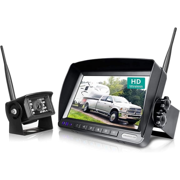 ZEROXCLUB Wireless Backup Camera IP69 Waterproof Rear Camera System+7 Inch LCD Wireless Reverse Monitor for RV Trailer Truck Bus 5th Wheel W01