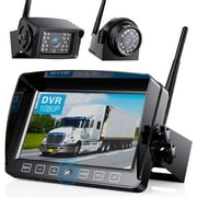 ZEROXCLUB Wireless Backup Camera with 7" DVR Dual Split Touch Monitor IP69 Waterproof HD 1080P