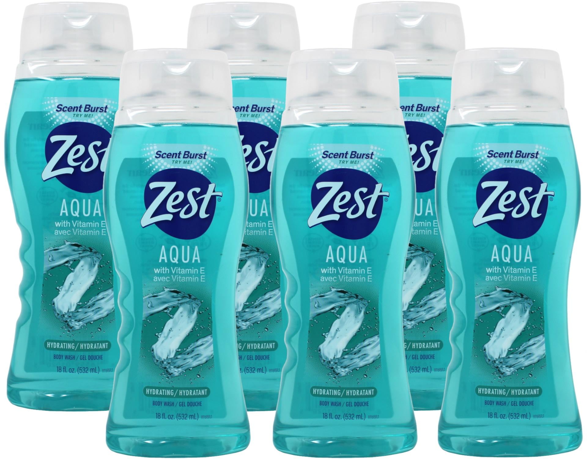 Zest Aqua Hydrating Body Wash, 18 Fl Oz (Pack Of 6) - Moisturizing & Refreshing Shower Gel, Easily Lathers For A Relaxing Bubble Bath - Foaming & Exfoliating Skin Cleanser For A Smooth & Clean Skin.