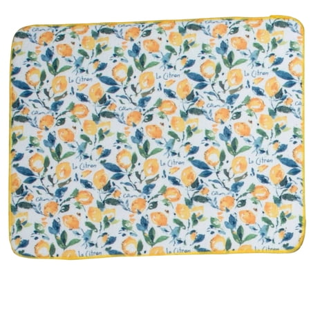ZEST OF HAPPY Lemons Countertop Dish Drying Mat, Machine Washable by Kay Dee