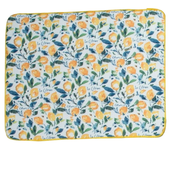 ZEST OF HAPPY Lemons Countertop Dish Drying Mat, Machine Washable by Kay Dee