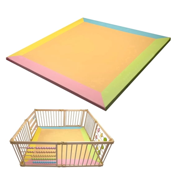 ZETY Baby Play Mat 61 x 61 in Waterproof Playpen Mat PU Leather 1.5 in Thick Foam with Removable Cover Compatible with ZETY 8-Panel Playpen, Geometry