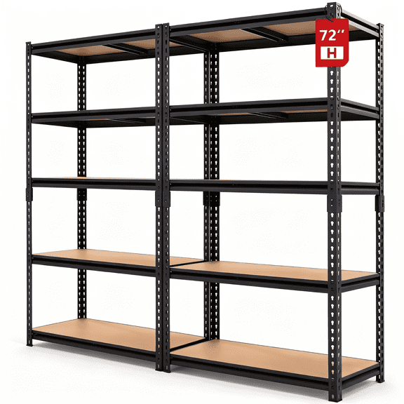 ZEUKMXOO 2-Pack 72"H Heavy Duty Garage Shelving Unit, 2200 lbs Each Capacity , 5-Tier Adjustable Metal Storage Shelf Rack, Industrial Strength Shelves for Basement, Pantry, Warehouse, Kitchen