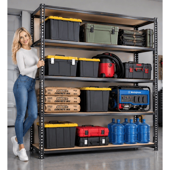 ZEUKMXOO 48"W Heavy Duty Garage Storage Shelves, 2650LBS Adjustable Industrial Metal Shelving Shelf Unit