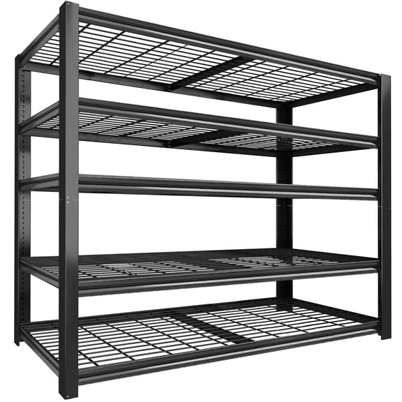 ZEUKMXOO 5-Tier Garage Shelving, Heavy Duty Storage Shelves ,  Metal Shelving Unit Adjustable Storage Utility Rack for Warehouse Pantry Kitchen, Black