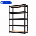 thumbnail image 1 of ZEUKMXOO 5-Tier Heavy Duty Metal Garage Storage Rack Black MDF Utility Shelves for Pantry Basement Warehouse Closet 60"H×27.5"W×11.8"D, 1 of 10