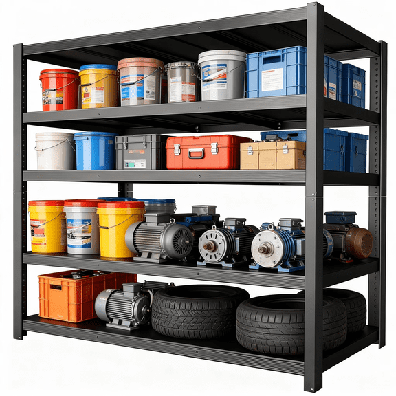 ZEUKMXOO 55"W Heavy Duty Garage Shelving, 84"H*55"W*24"D Adjustable Tall Storage Shelves, 3500LBS Metal Industrial Shelving Unit Basement,Warehouse,Garage Organization