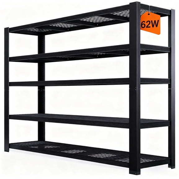 ZEUKMXOO 72"H*62"W*24"D Garage Shelving Unit, Metal Heavy Duty Storage Shelves, 5-Tier Adjustable 3500Lbs Industrial Utility Rack Shelf for Basement, Warehouse, Store