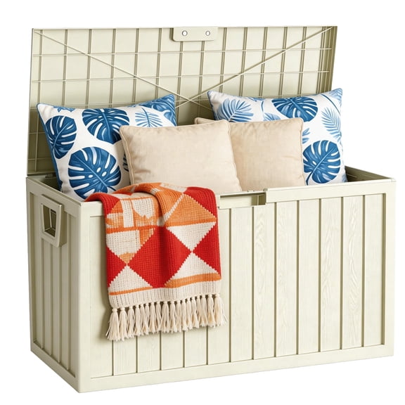 ZEUKMXOO 75 Gallon Outside Deck Box,Waterproof UV-Resistant Storage Bin for Cushion, Pillows, Heavy-Duty Deck Box Suitable for Outdoor, Indoor (Black)