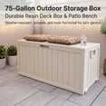 thumbnail image 1 of ZEUKMXOO 75-Gallon Outside Storage Box Waterproof, Large Outdoor Storage Bin for Patio Deck Garden, Beige Heavy Duty Container with Lid, Bottom Casters, 1 of 6